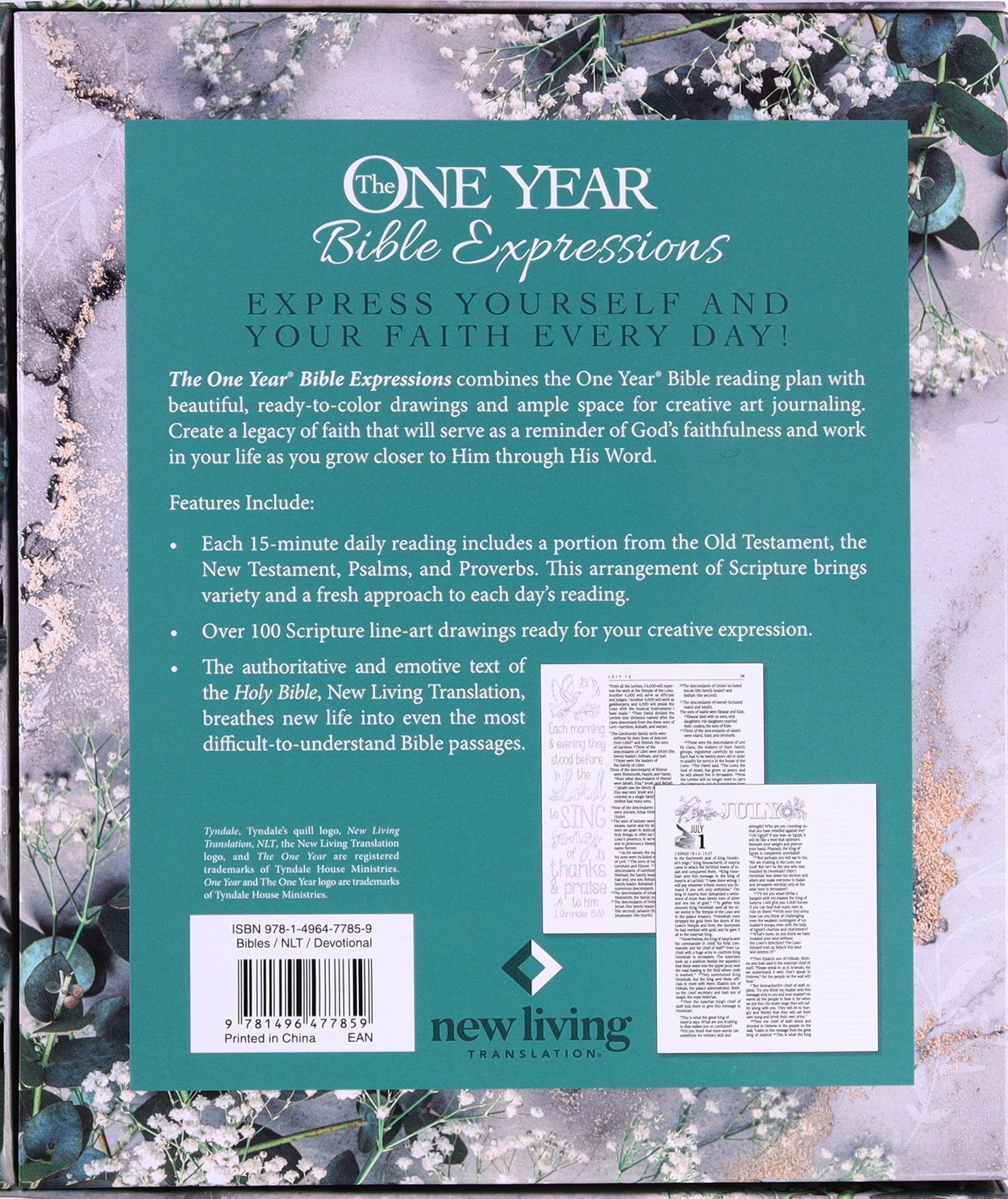Tidewater teal NLT One Year Devotional Bible, features daily readings for spiritual development