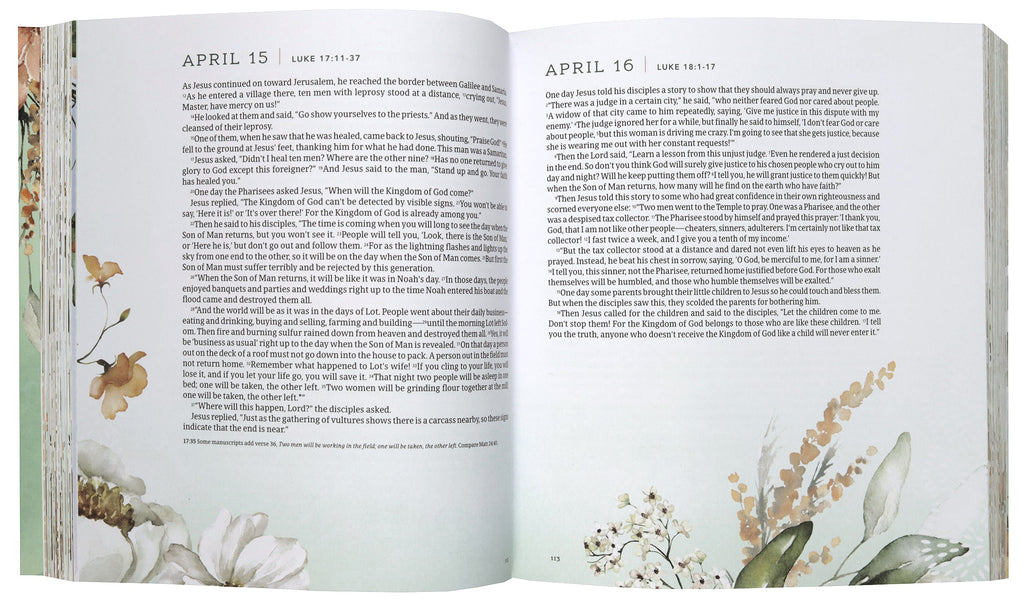 New Living Translation NLT Bible, One Year Bible New Testament, Floral Paradise cover