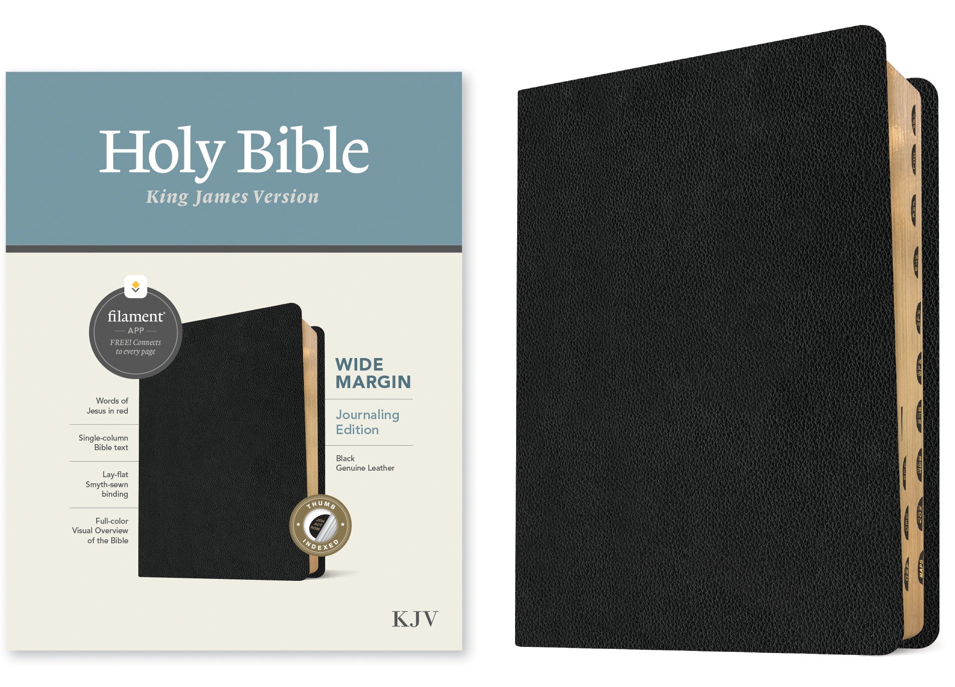 KJV devotional journaling bible with wide margin writing space, red letter edition