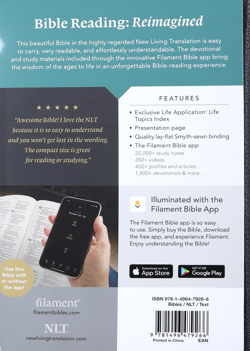 Compact Black Mountainscape New Living Translation Bible with Filament Enabled Edition