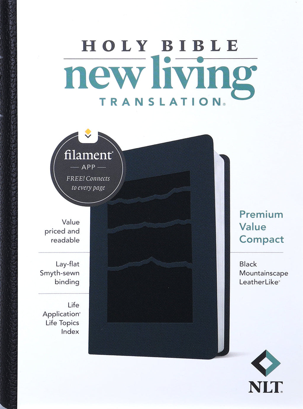 NLT Premium Value Compact Bible Filament Enabled Edition Black Mountainscape