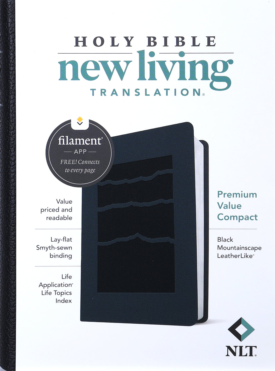NLT Premium Value Compact Bible Filament Enabled Edition Black Mountainscape