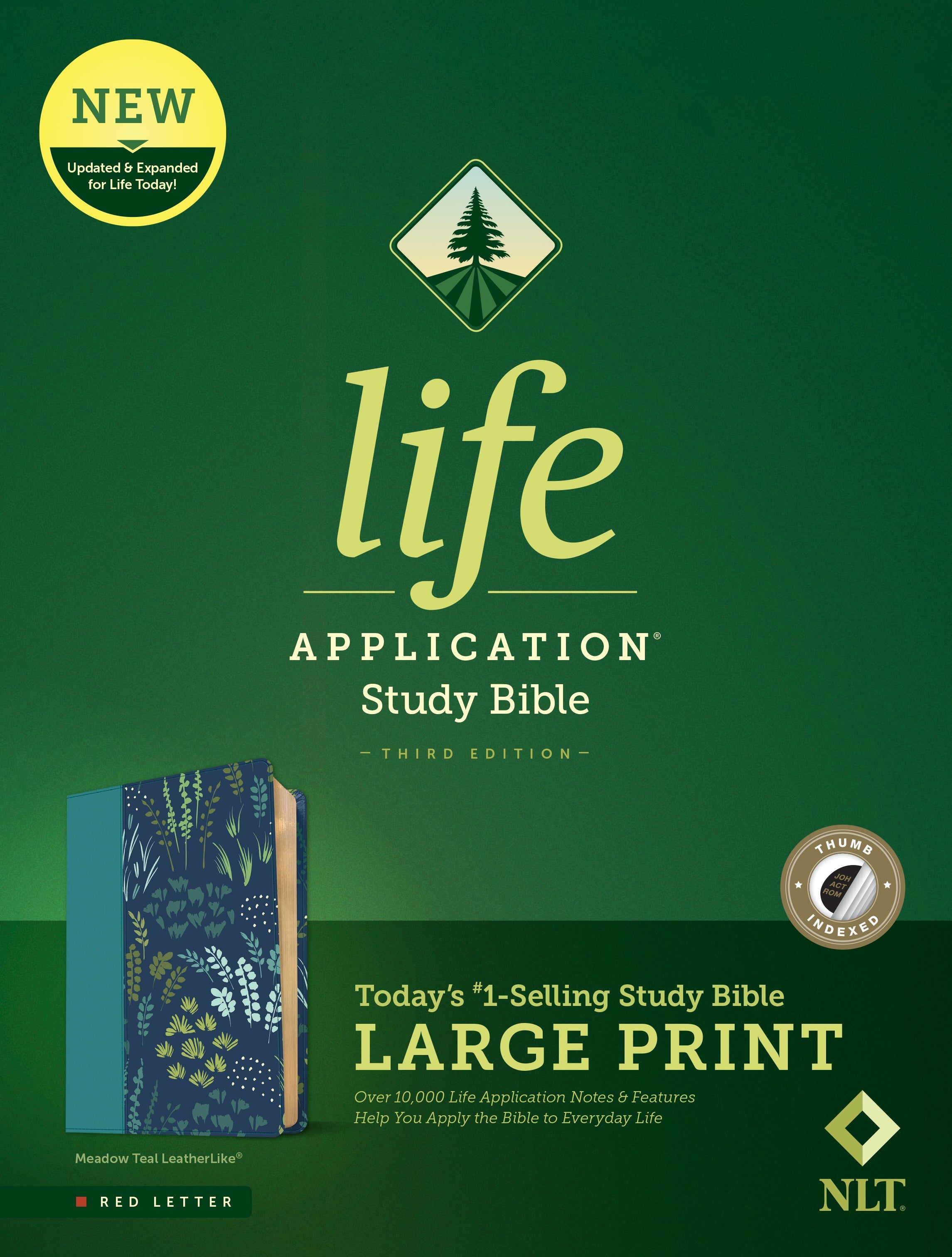 NLT Life Application Study Bible, large print, indexed, red letter edition