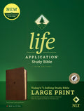 NLT Life Application Study Bible Third Edition Large Print Bible with Rustic Brown Leaf Cover and Red Letter Text