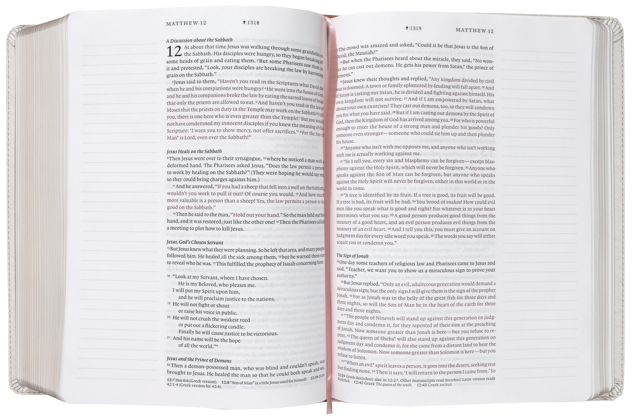NLT Wide Margin Bible Filament-Enabled Edition Dusty Pink Blossoms in a peaceful environment