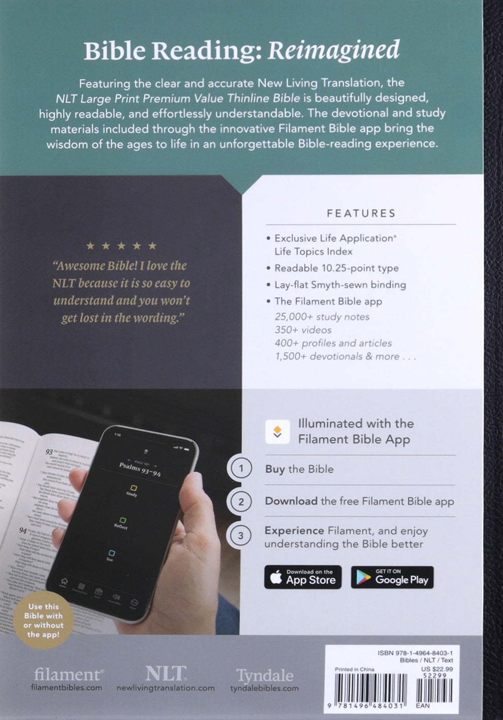 Large Print Bible with Filament-Enabled Technology and Black Cross Reference