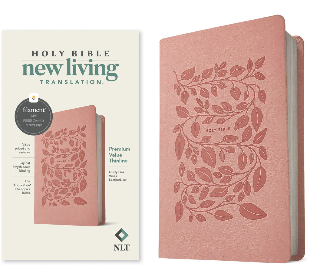 NLT Premium Value Thinline Bible in dusty pink vine design