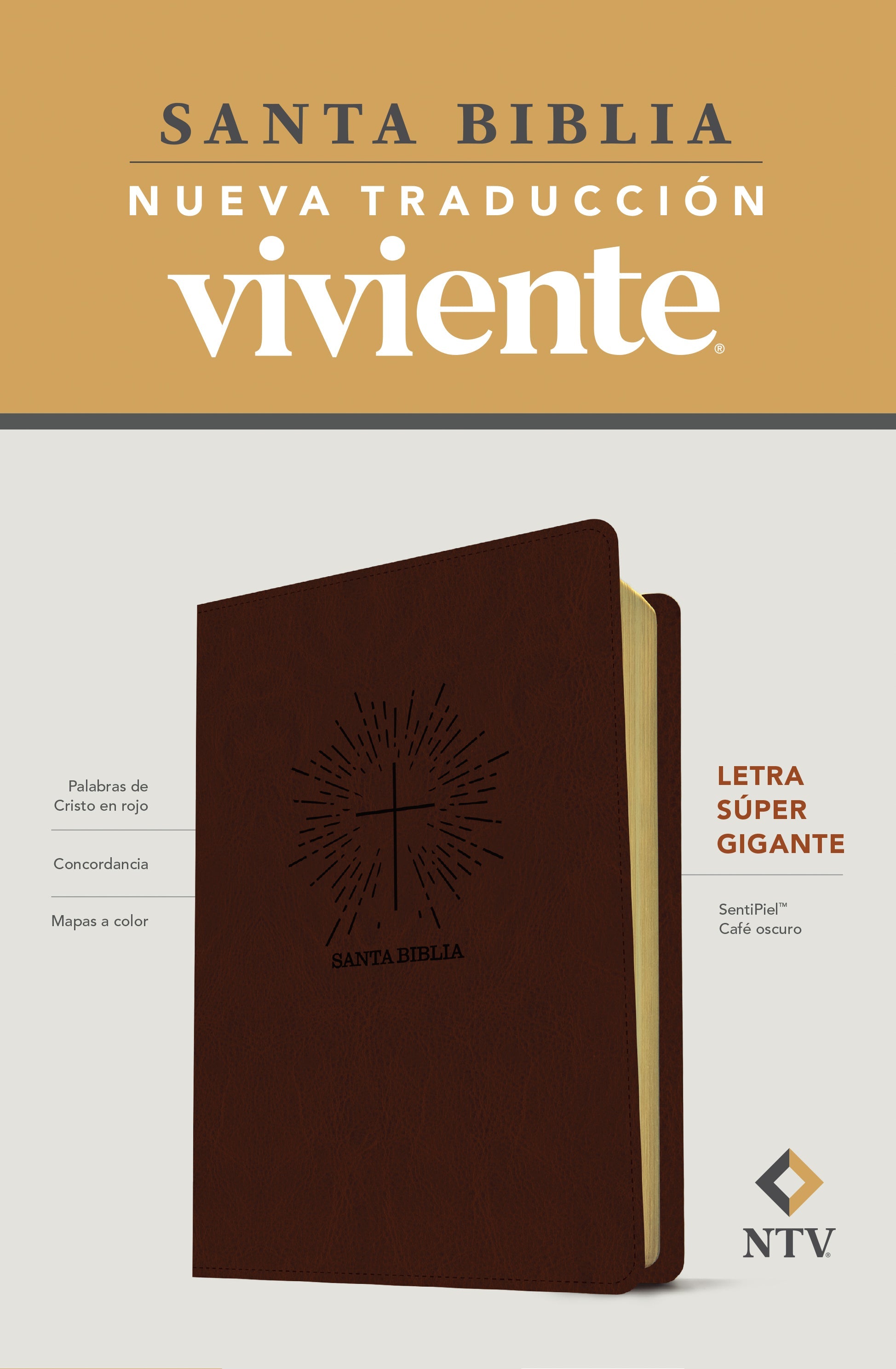 Ntv Santa Biblia Letra Super Gigante Brown (Red Letter Edition)