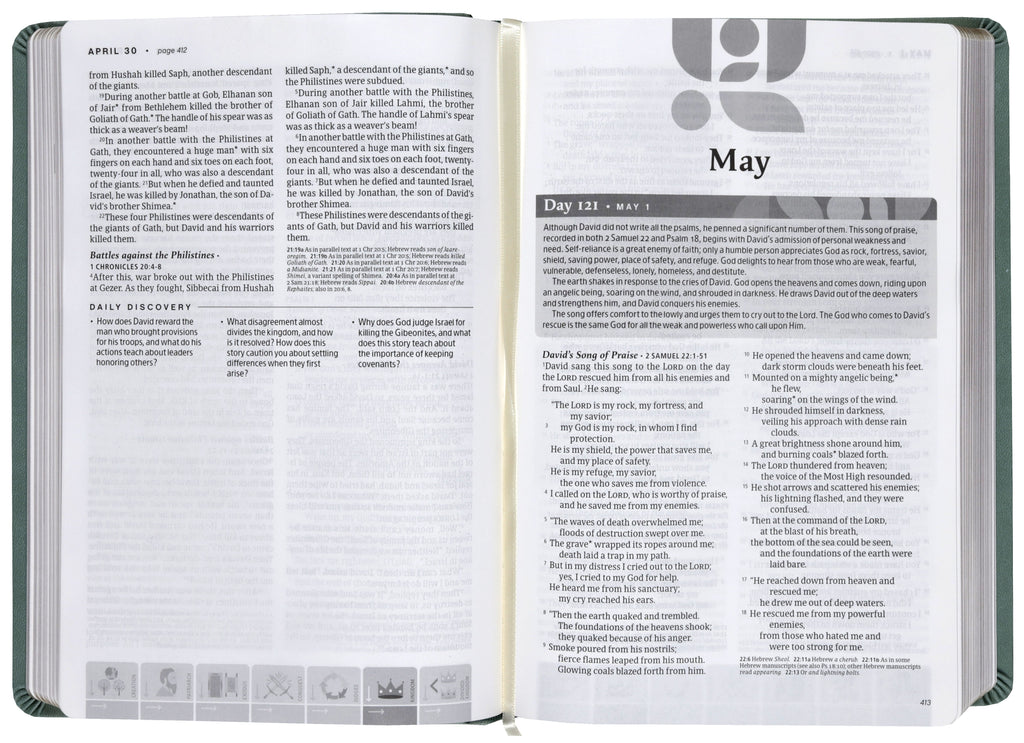 Sage Green Mosaic One Year Chronological Study Bible with Devotional Journaling Page