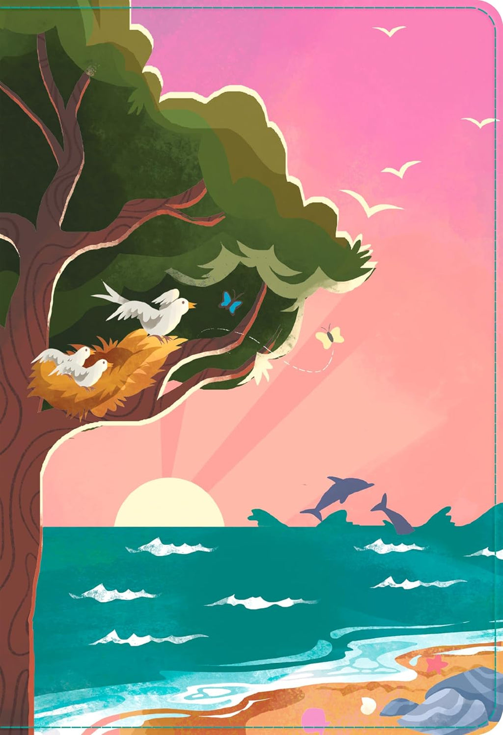 Close-up of NLT Go Bible for Kids: Beach Sunrise Edition
