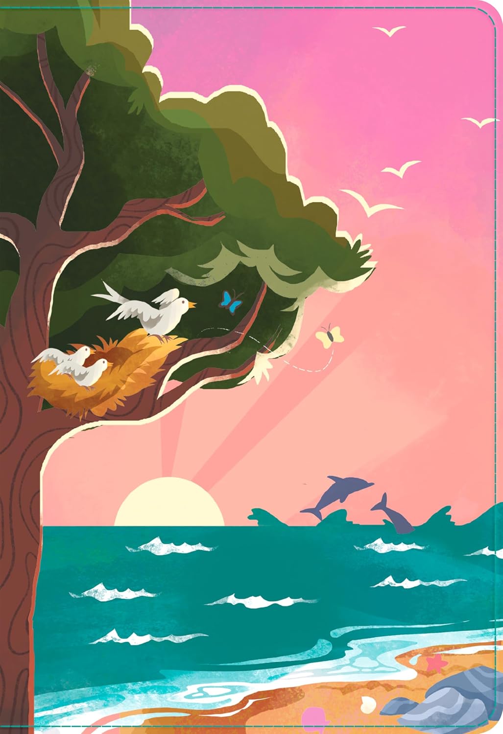 Close-up of NLT Go Bible for Kids: Beach Sunrise Edition