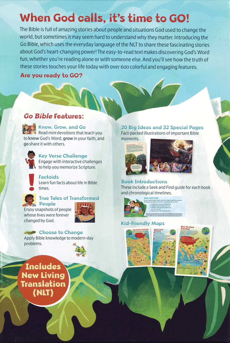 NLT Go Bible for Kids: Beach Sunrise Edition on a beach background