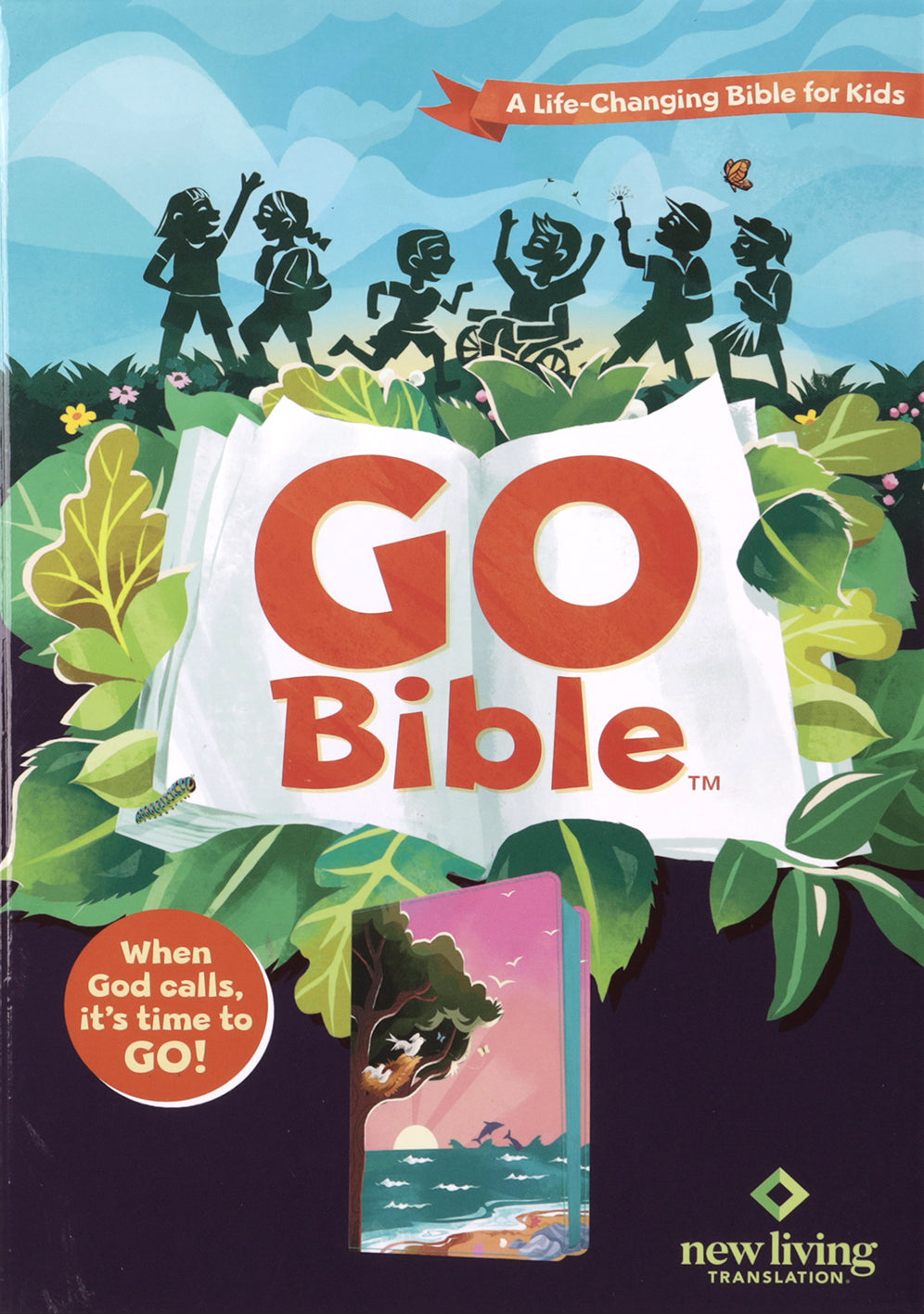 NLT Go Bible for Kids: Beach Sunrise Edition with a child