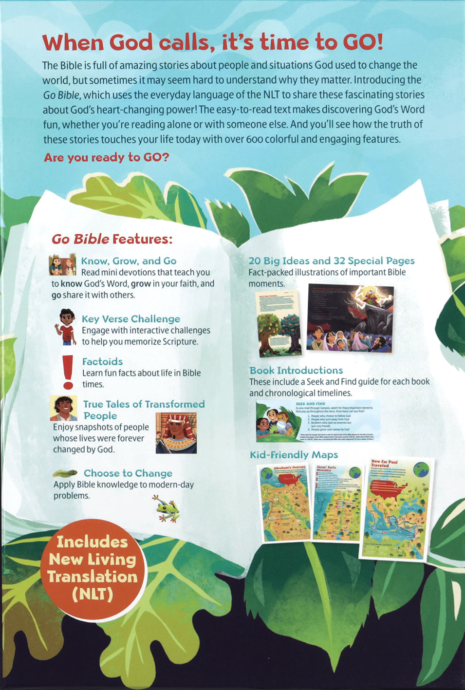 Close-up of NLT Go Bible for Kids, Teal Ocean design