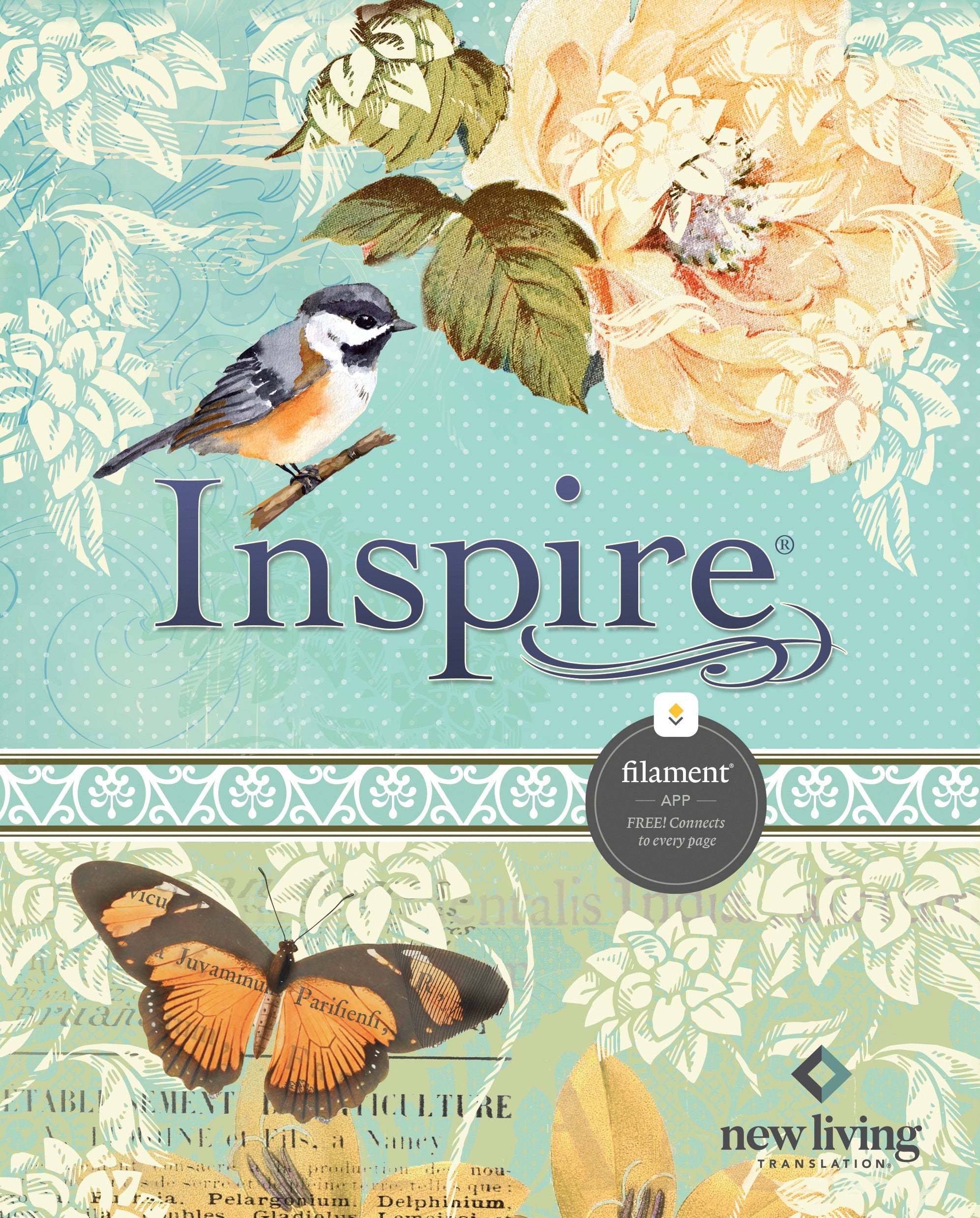 NLT Inspire Bible (Hardcover, Aquamarine, Filament Enabled): The Bible for Coloring & Creative Journaling