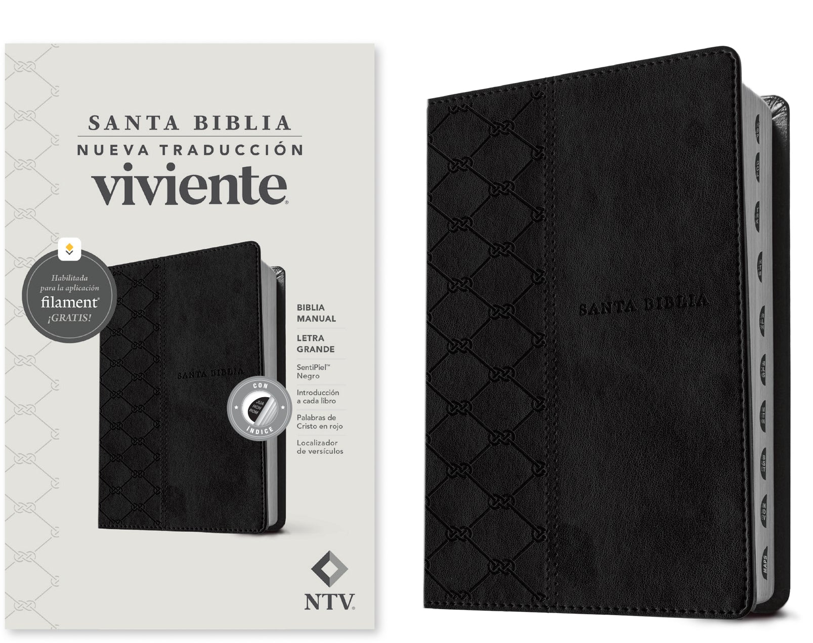 Biblia manual en español con letra grande y Índice con letra roja y negra