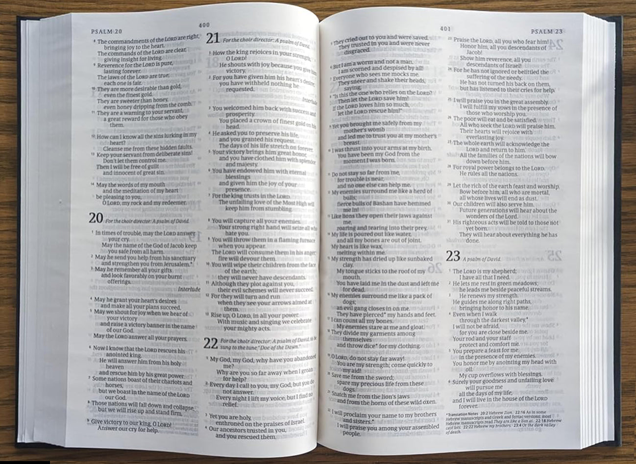 Close-up of the New Living Translation Large Print Pew Bible Black Letter Edition