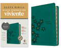 Biblia compacta con letra gigante y diseño floral turquesa. Edición en español.