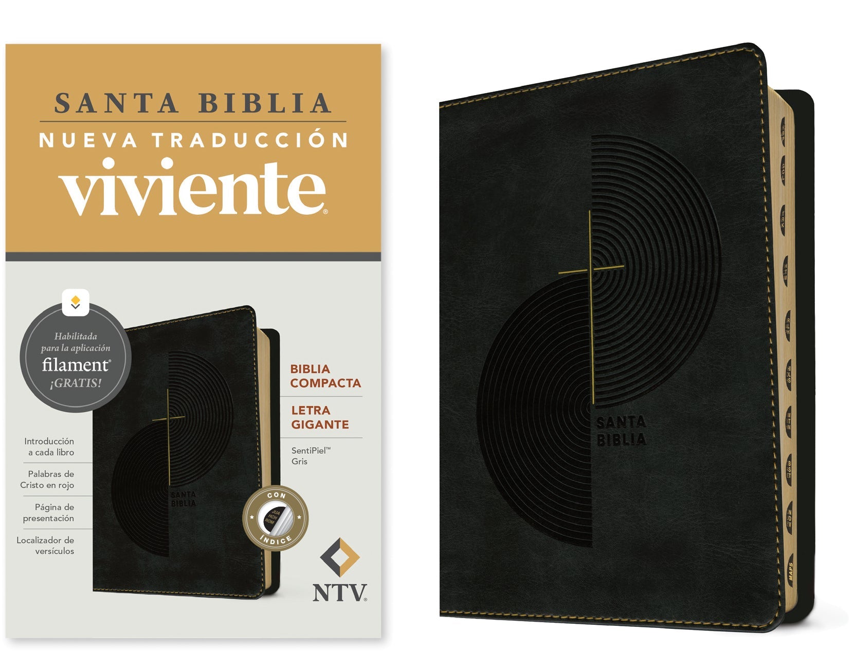 Biblia compacta en español con letra gigante y diseño moderno