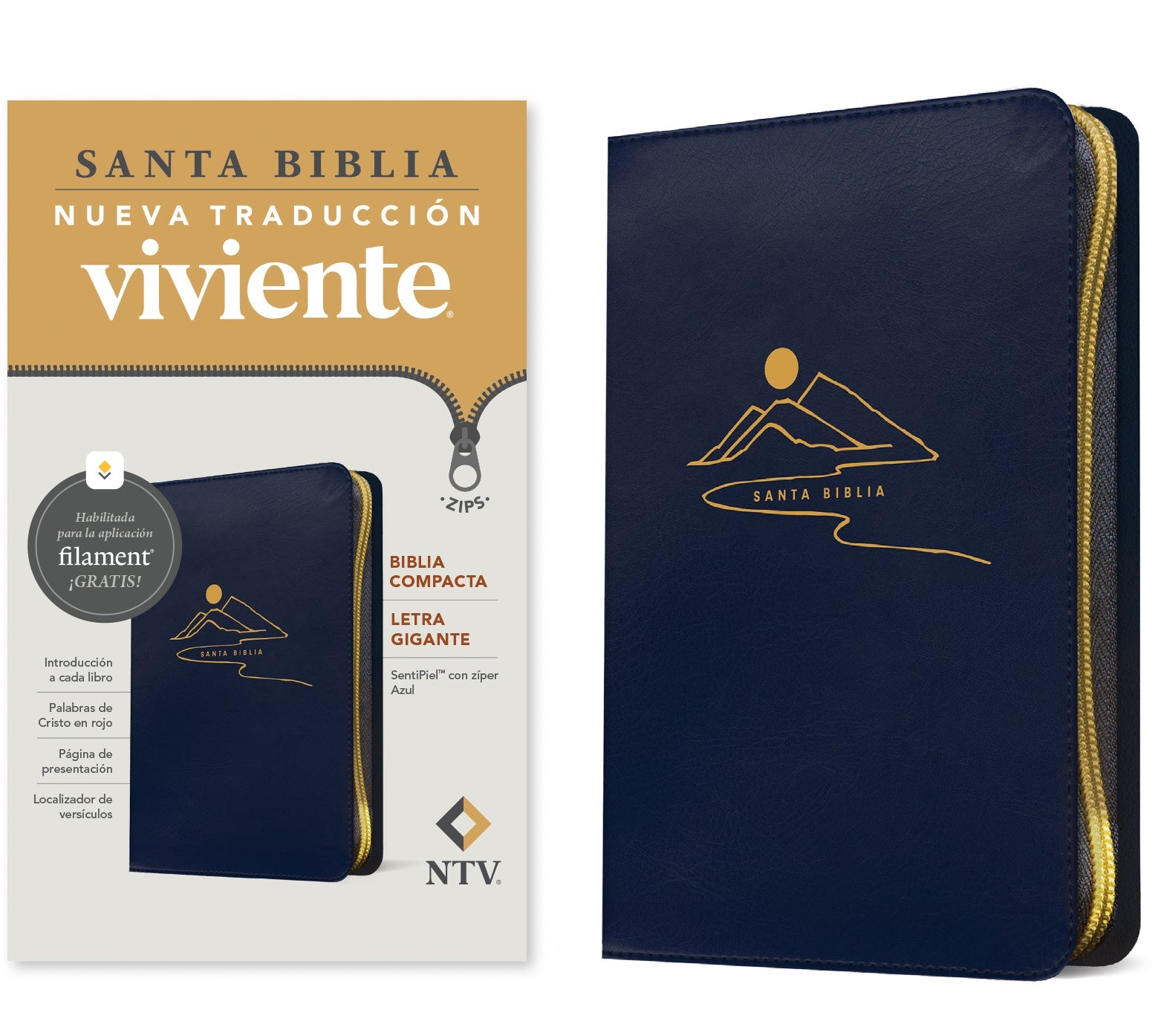 Biblia compacta en español con letra gigante y zíper, edición en español