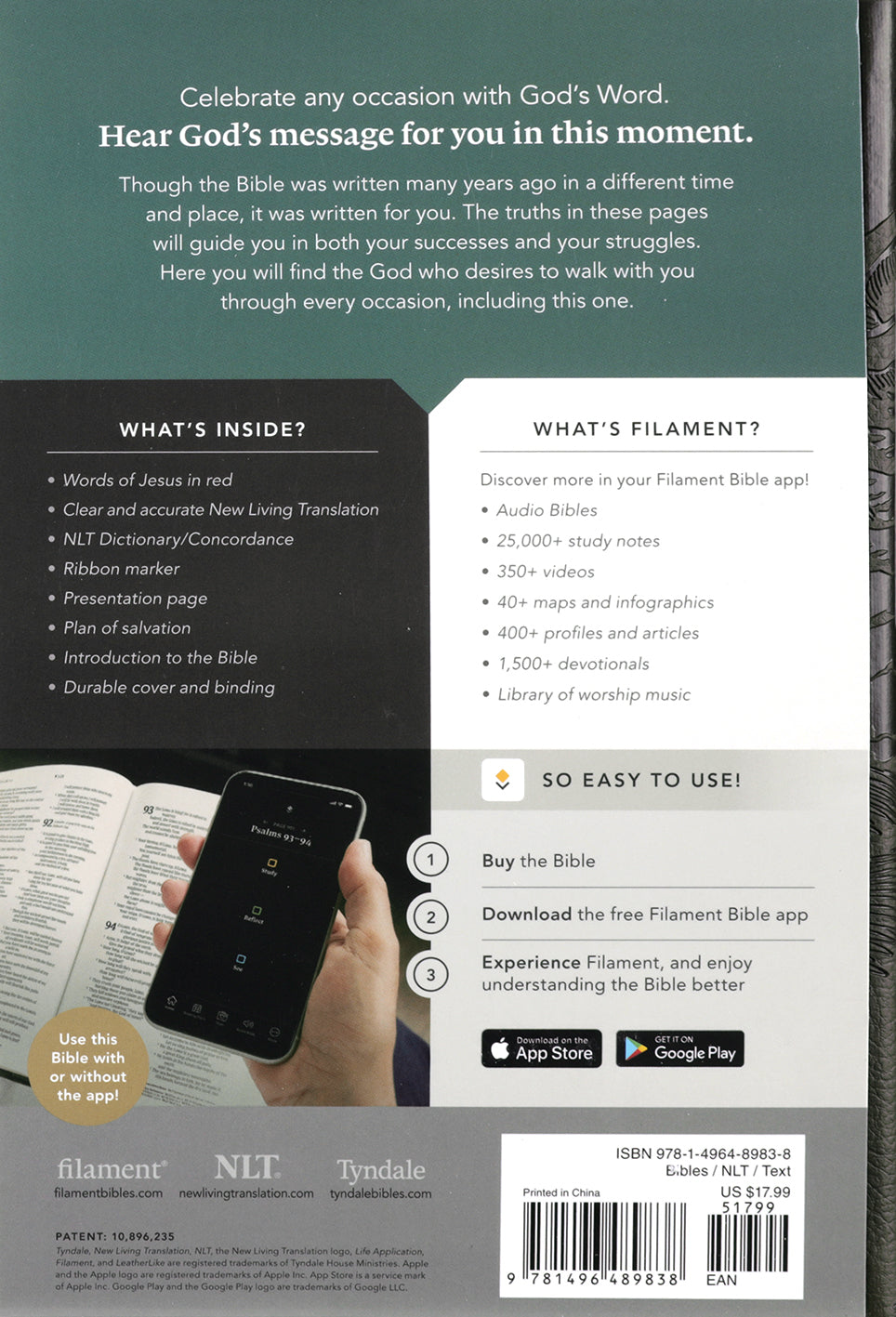 NLT Premium Gift Bible Filament Enabled, Starlight Path Brown Red Letter Edition