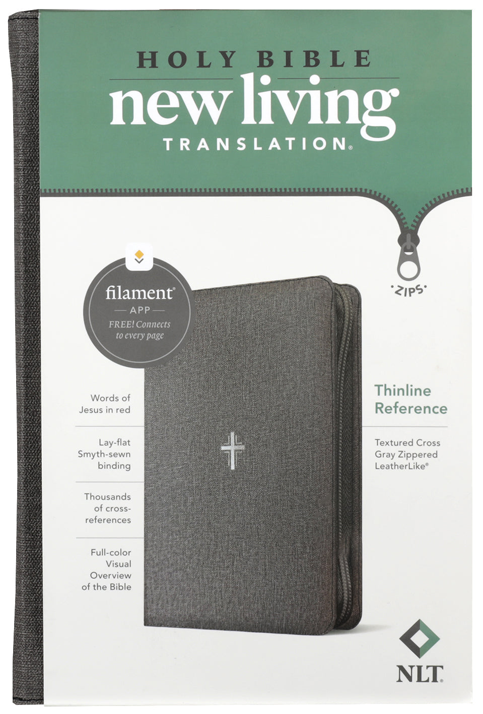 NLT Thinline Reference Zipper Bible, Red Letter Edition, Filament Enabled