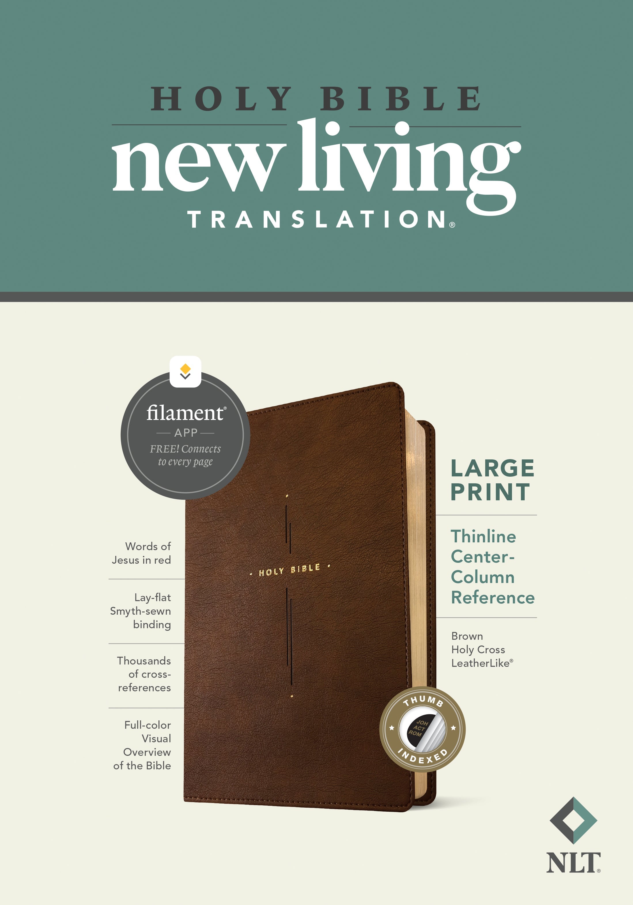 Large Print Thinline Reference Bible with Center-Column Study Notes in Red Letter Edition