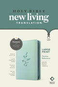 NLT Large Print Thinline Reference Zipper Bible in Baby Blue Blossoms red letter edition, a study Bible with large print and 