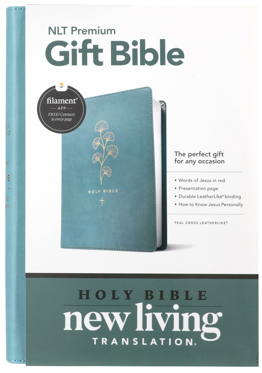 NLT Premium Gift Bible, Red Letter Edition, with Teal Cross