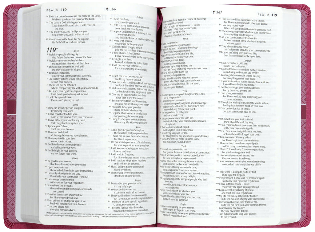 NLT Premium Gift Bible Very Berry Pink Vines (Red Letter Edition)