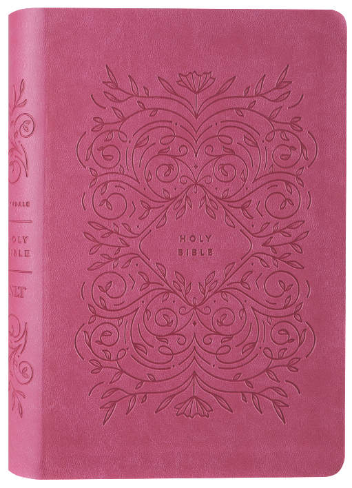 NLT New Living Translation Premium Gift Bible in Very Berry Pink Vines Red Letter Edition