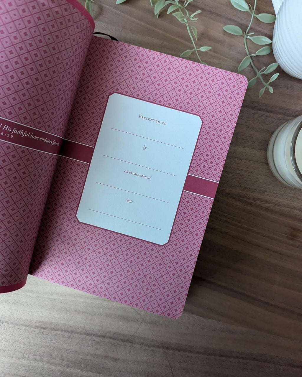 NLT New Living Translation Premium Gift Bible in Very Berry Pink Vines Red Letter Edition