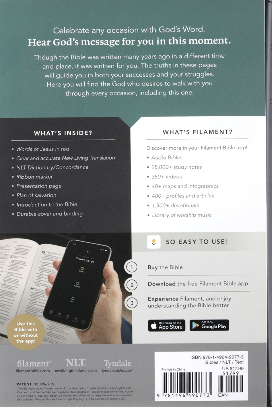 NLT Premium Gift Bible classic black cover with red letter text