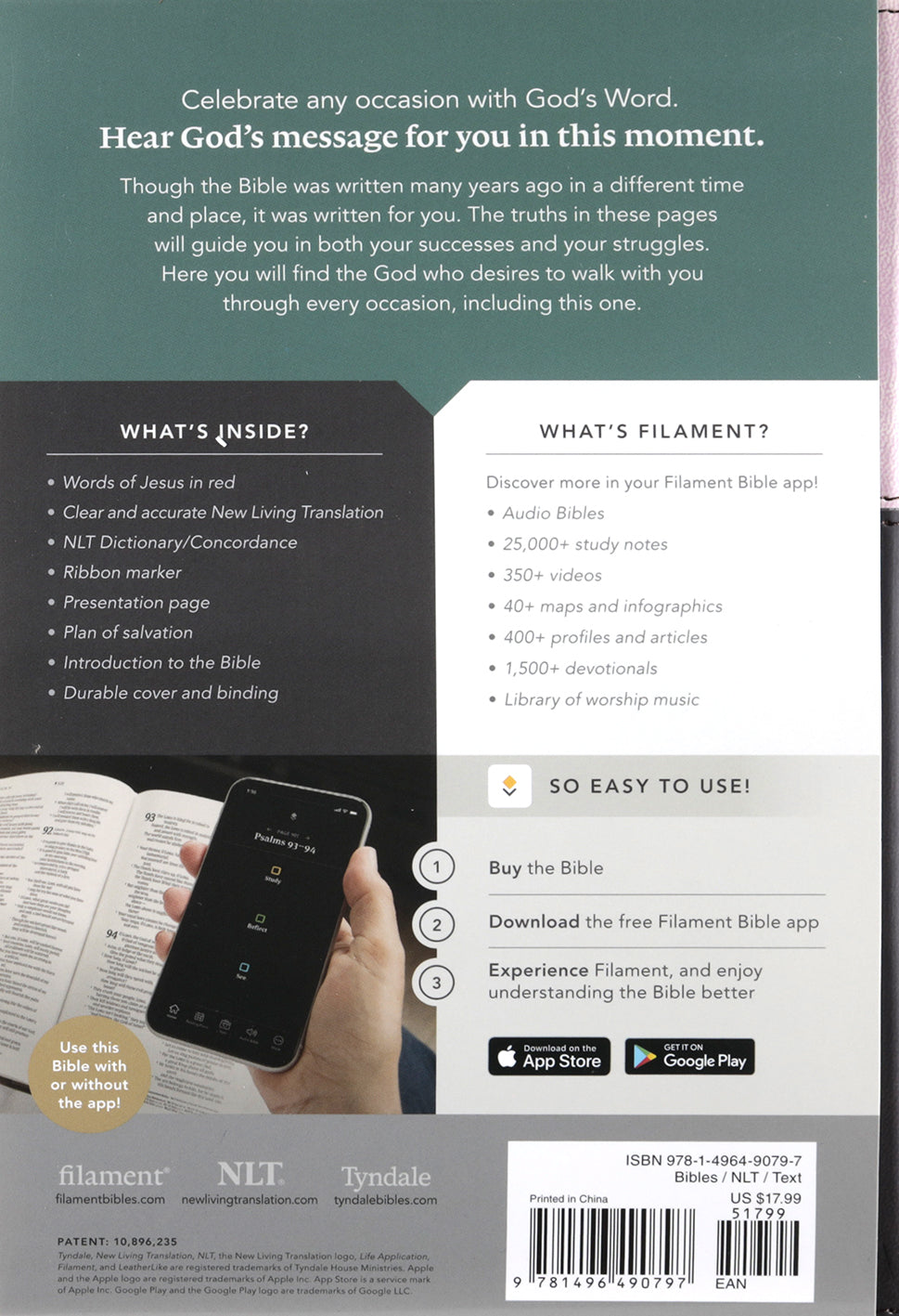 NLT Premium Gift Bible featuring red letter edition and classic pink and dark brown style.