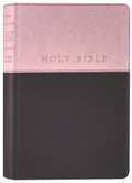 NLT Premium Gift Bible in Red Letter Edition with elegant pink and dark brown design.
