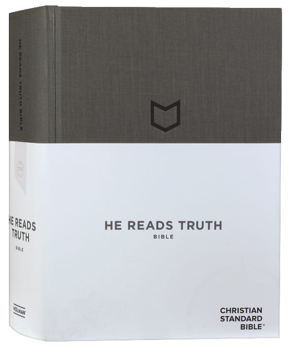 Close-up of the CSB He Reads Truth Bible Pewter Edition's refined pewter design