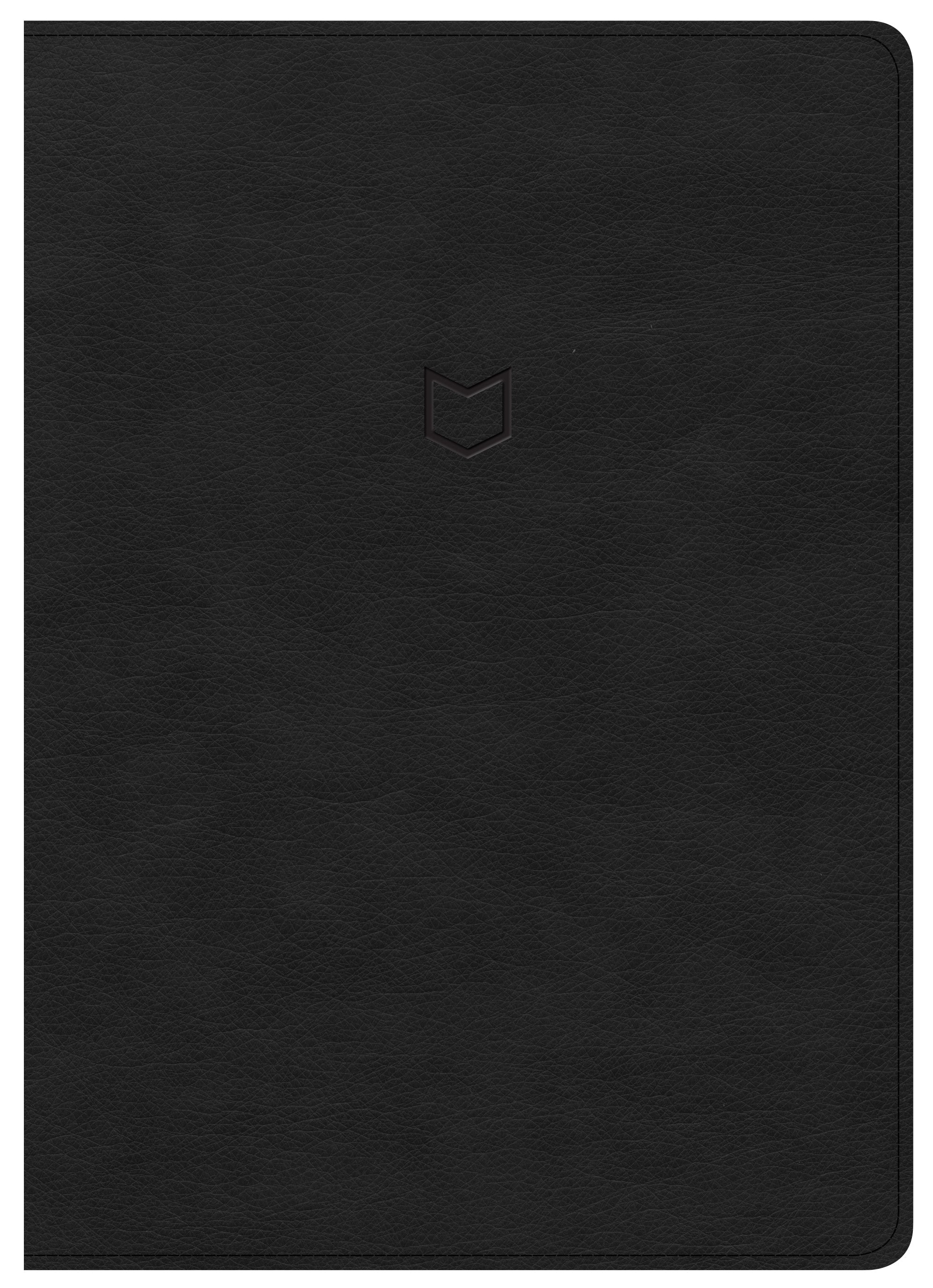 Close-up of the CSB He Reads Truth Bible, Journaling Edition, Black Indexed leather-bound book with indexed pages