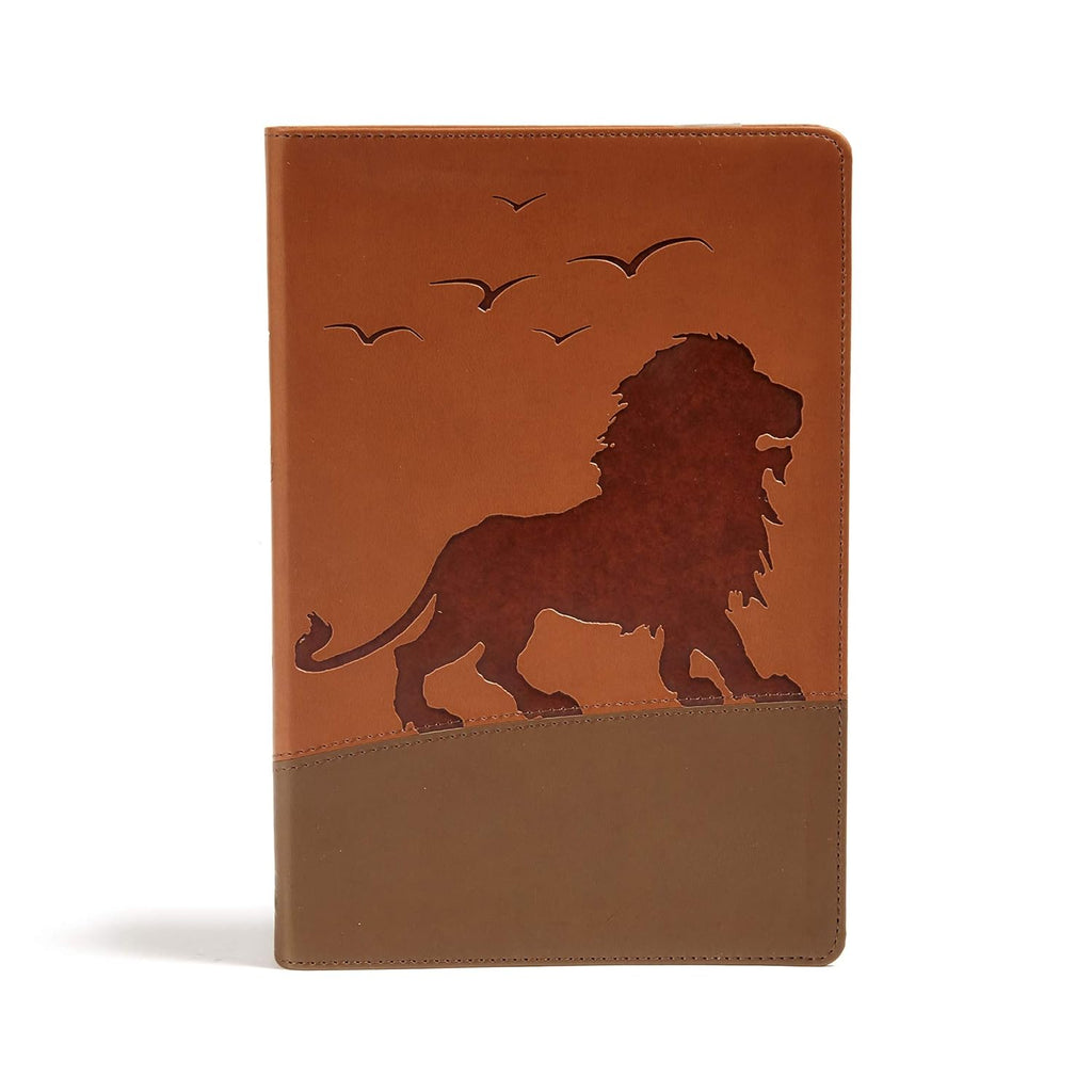 Personalized KJV One Big Story Bible in brown lion leather binding