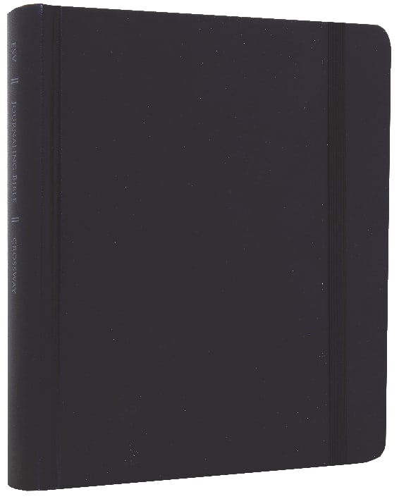 Bible with journaling space in a classic black leather design.