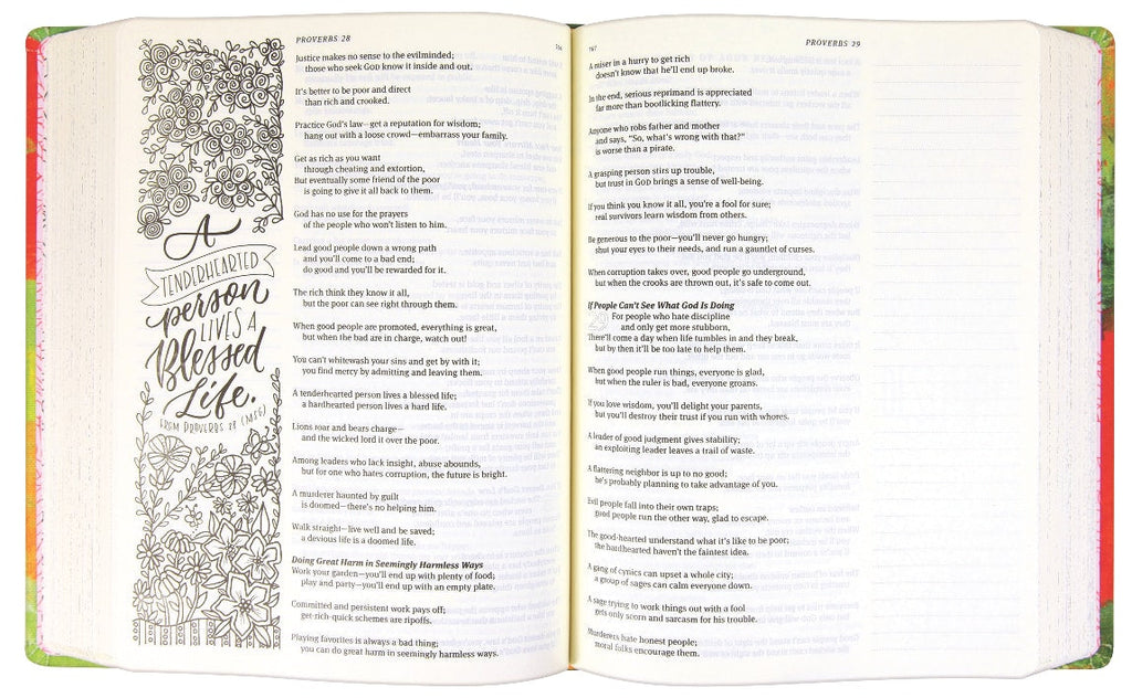 Black Letter Edition of the ESV Message Canvas Bible for journaling and coloring the story of God.
