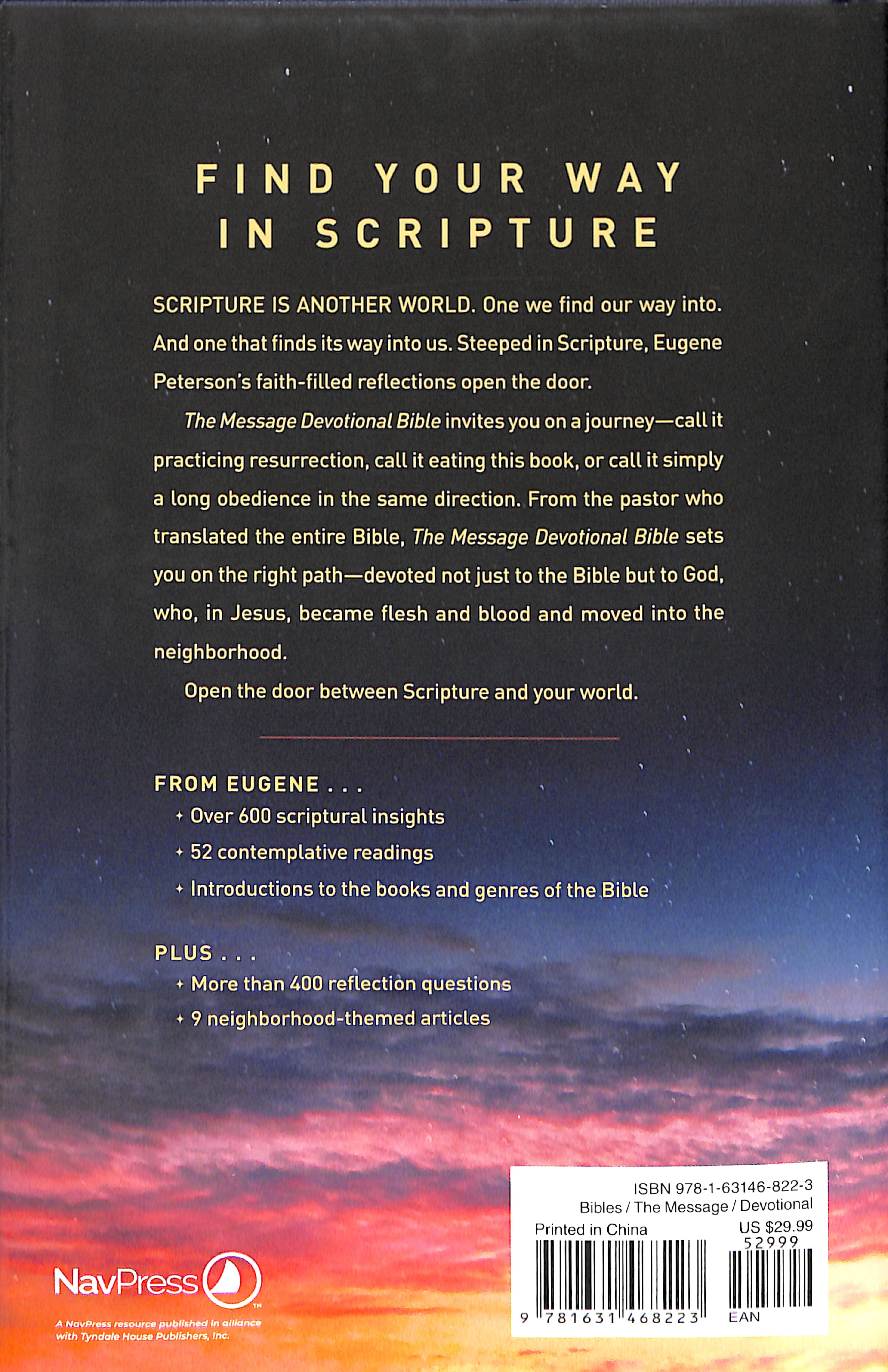 Deepen your spiritual connection with the Message Devotional Journaling Bible in black letter edition.
