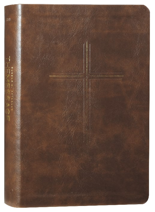 Brown leather bound Message Devotional Bible with black letter edition