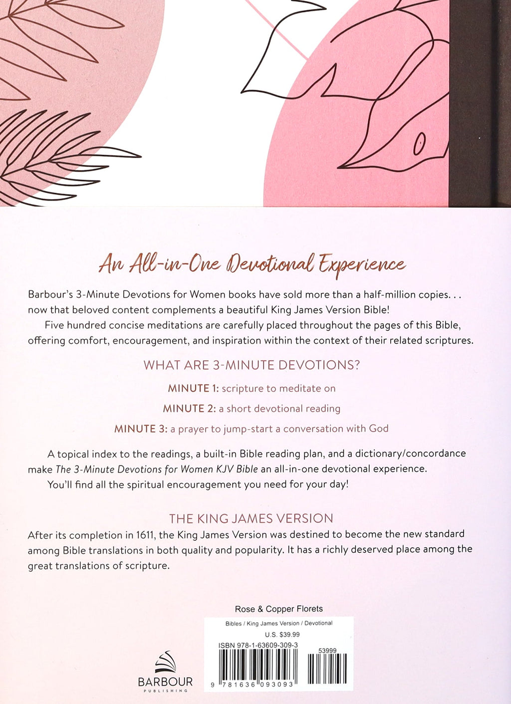 Rose Copper KJV Bible for Women with 3-Minute Devotions and Journaling Space