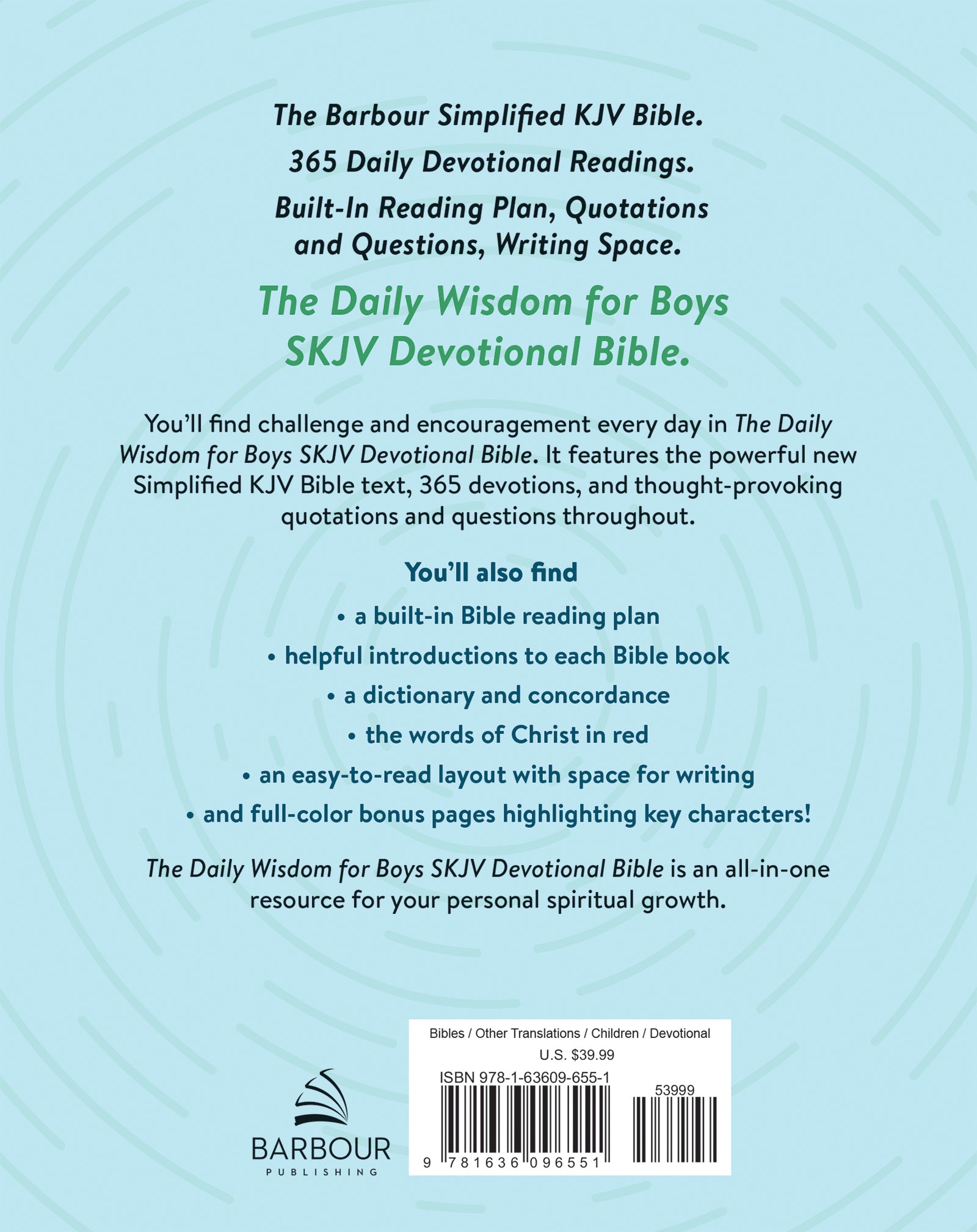 SKJV Daily Wisdom For Boys Devotional Bible (Red Letter Edition)