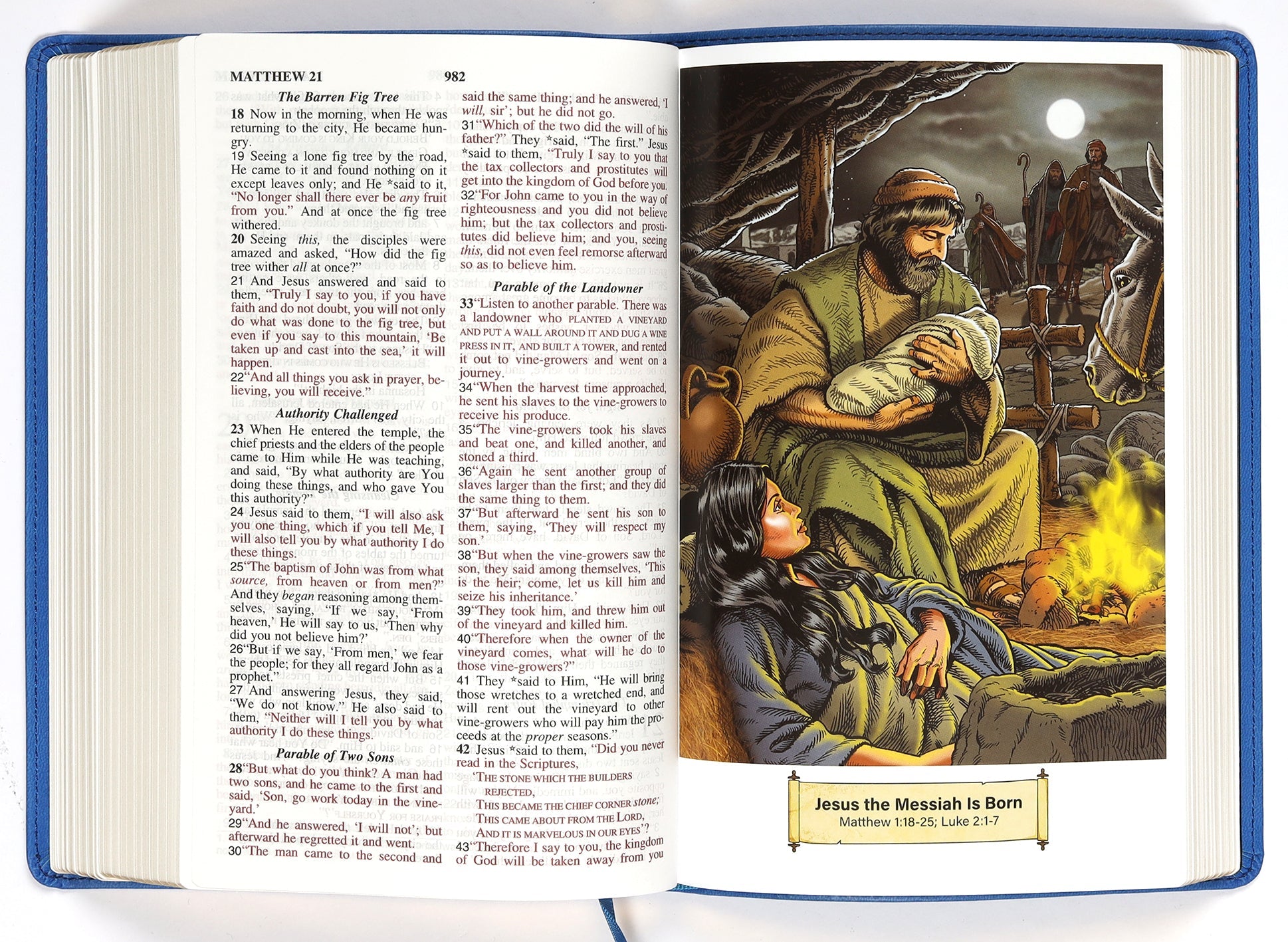 Front cover of the NASB Children's Holy Bible with Red Letter edition in Dawn Blue color