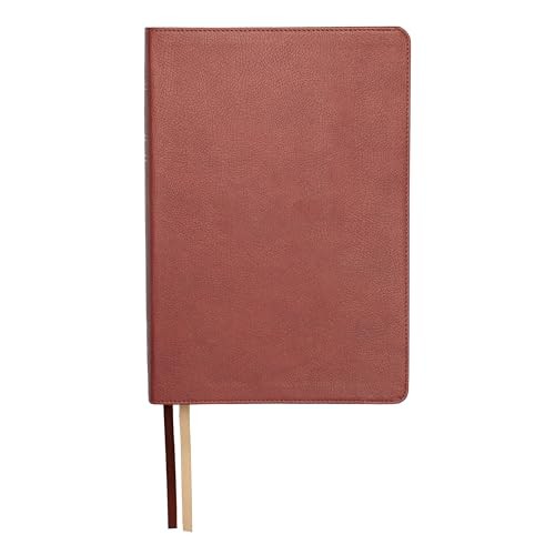 Close-up of the Black Letter LSB Journaling Bible, showcasing its Burnt Sienna leather cover