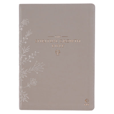 A high-quality image of the NLT Spiritual Growth Bible Indexed Taupe Embroidered Floral, a tool for spiritual growth and pers