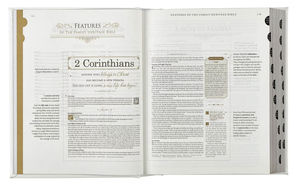 NLT Family Heritage Bible with devotional and journaling space in black letter edition