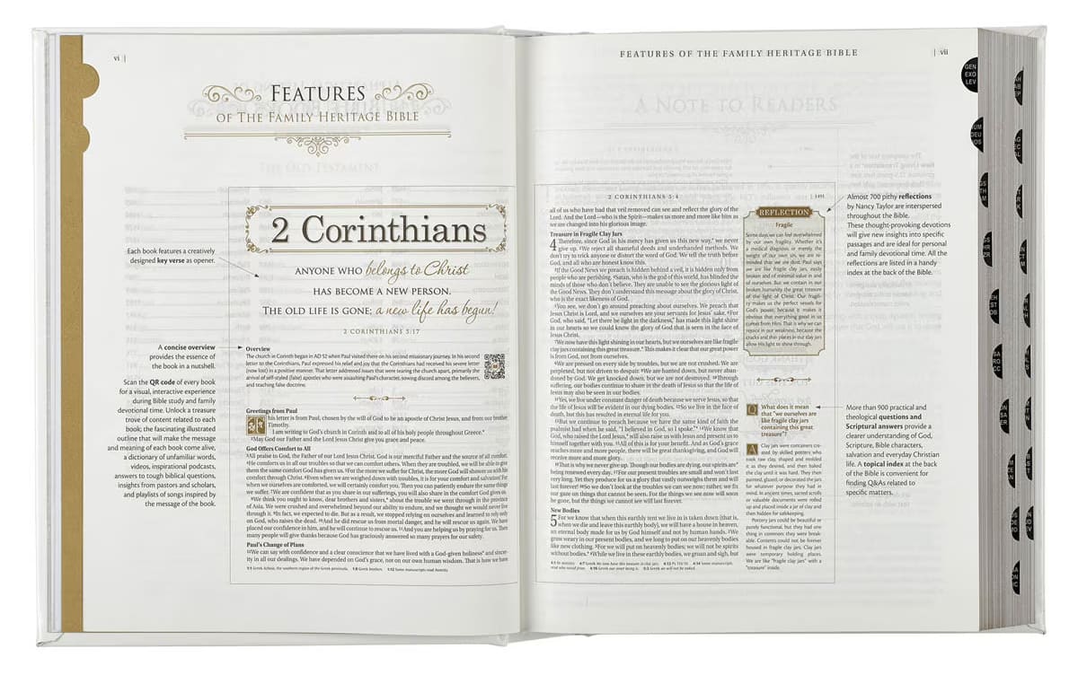 Image of NLT Family Heritage Bible black letter edition with thumb index, perfect for reading and reference