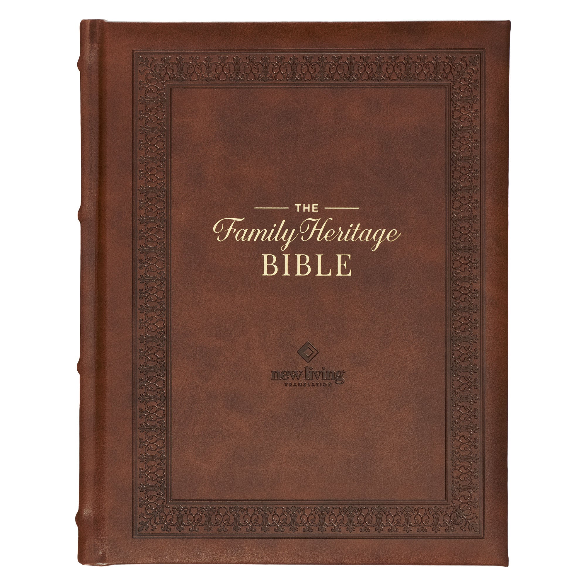 Family Heritage Bible with thumb index and black letter edition in brown cover